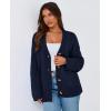 imagePRETTYGARDEN Womens 2025 Fall Cardigan Sweaters Long Sleeve Open Front Button Up V Neck Knit Winter Fashion ClothesNavy