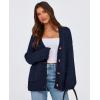 imagePRETTYGARDEN Womens 2025 Fall Cardigan Sweaters Long Sleeve Open Front Button Up V Neck Knit Winter Fashion ClothesNavy