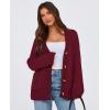 imagePRETTYGARDEN Womens 2025 Fall Cardigan Sweaters Long Sleeve Open Front Button Up V Neck Knit Winter Fashion ClothesWine Red