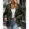 imagePRETTYGARDEN Womens Spring Fall Chunky Knit Cardigan Sweaters Casual Open Front Button Up Winter Coats OuterwearArmy Green Black