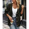 imagePRETTYGARDEN Womens Spring Fall Chunky Knit Cardigan Sweaters Casual Open Front Button Up Winter Coats OuterwearArmy Green Black