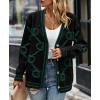 imagePRETTYGARDEN Womens Spring Fall Chunky Knit Cardigan Sweaters Casual Open Front Button Up Winter Coats OuterwearBlack Green