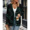 imagePRETTYGARDEN Womens Spring Fall Chunky Knit Cardigan Sweaters Casual Open Front Button Up Winter Coats OuterwearBlack Green