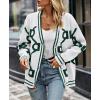 imagePRETTYGARDEN Womens Spring Fall Chunky Knit Cardigan Sweaters Casual Open Front Button Up Winter Coats OuterwearWhite Green