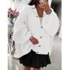 imagePRETTYGARDEN Womens Winter Button Down Cardigan Sweaters Mock Neck Lantern Long Sleeve Chunky Knit Jacket Trendy OuterwearWhite