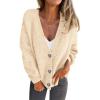 imagePRETTYGARDEN Cardigan Sweaters for Women Trendy Fall 2025 Long Sleeve Button Down Oversized Chunky Knit Sweater OuterwearBeige