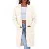 imagePRETTYGARDEN Fall Long Sleeve Cardigan Sweaters for Women 2025 Trendy Winter Open Front Loose Knitted Cardigans with PocketsWhite