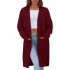 imagePRETTYGARDEN Fall Long Sleeve Cardigan Sweaters for Women 2025 Trendy Winter Open Front Loose Knitted Cardigans with PocketsWine Red