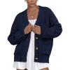 imagePRETTYGARDEN Womens 2025 Fall Cardigan Sweaters Long Sleeve Open Front Button Up V Neck Knit Winter Fashion ClothesNavy