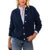 imagePRETTYGARDEN Womens Knit Cardigan Sweaters Casual Long Sleeve Open Front Button Up Ribbed Fall Spring Sweater JacketsNavy