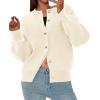 imagePRETTYGARDEN Cardigan Sweaters for Women Long Sleeve Open Front Button Down Trendy 2025 Fall Fashion Knit Winter CoatsBeige