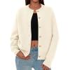 imagePRETTYGARDEN Cardigan Sweaters for Women Long Sleeve Open Front Button Down Trendy 2025 Fall Fashion Knit Winter CoatsBeige