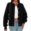 imagePRETTYGARDEN Cardigan Sweaters for Women Long Sleeve Open Front Button Down Trendy 2025 Fall Fashion Knit Winter CoatsBlack