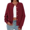 imagePRETTYGARDEN Cardigan Sweaters for Women Long Sleeve Open Front Button Down Trendy 2025 Fall Fashion Knit Winter CoatsBurgundy