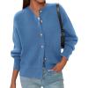 imagePRETTYGARDEN Cardigan Sweaters for Women Long Sleeve Open Front Button Down Trendy 2025 Fall Fashion Knit Winter CoatsGrey Blue