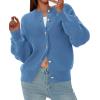 imagePRETTYGARDEN Cardigan Sweaters for Women Long Sleeve Open Front Button Down Trendy 2025 Fall Fashion Knit Winter CoatsGrey Blue