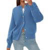 imagePRETTYGARDEN Cardigan Sweaters for Women Long Sleeve Open Front Button Down Trendy 2025 Fall Fashion Knit Winter CoatsGrey Blue