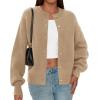 imagePRETTYGARDEN Cardigan Sweaters for Women Long Sleeve Open Front Button Down Trendy 2025 Fall Fashion Knit Winter CoatsKhaki