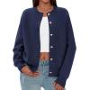 imagePRETTYGARDEN Cardigan Sweaters for Women Long Sleeve Open Front Button Down Trendy 2025 Fall Fashion Knit Winter CoatsNavy