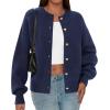 imagePRETTYGARDEN Cardigan Sweaters for Women Long Sleeve Open Front Button Down Trendy 2025 Fall Fashion Knit Winter CoatsNavy