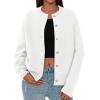 imagePRETTYGARDEN Cardigan Sweaters for Women Long Sleeve Open Front Button Down Trendy 2025 Fall Fashion Knit Winter CoatsWhite