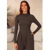 imagePRETTYGARDEN Jumpsuits For Women Dressy Casual Fall Fashion 2025 Long Sleeve Mock Neck Romper Business Work One Piece OutfitsCoffee
