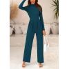 imagePRETTYGARDEN Jumpsuits For Women Dressy Casual Fall Fashion 2025 Long Sleeve Mock Neck Romper Business Work One Piece OutfitsLake Blue