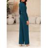 imagePRETTYGARDEN Jumpsuits For Women Dressy Casual Fall Fashion 2025 Long Sleeve Mock Neck Romper Business Work One Piece OutfitsLake Blue