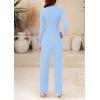imagePRETTYGARDEN Jumpsuits For Women Dressy Casual Fall Fashion 2025 Long Sleeve Mock Neck Romper Business Work One Piece OutfitsLight Blue