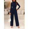imagePRETTYGARDEN Jumpsuits For Women Dressy Casual Fall Fashion 2025 Long Sleeve Mock Neck Romper Business Work One Piece OutfitsNavy