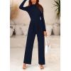 imagePRETTYGARDEN Jumpsuits For Women Dressy Casual Fall Fashion 2025 Long Sleeve Mock Neck Romper Business Work One Piece OutfitsNavy
