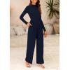 imagePRETTYGARDEN Jumpsuits For Women Dressy Casual Fall Fashion 2025 Long Sleeve Mock Neck Romper Business Work One Piece OutfitsNavy