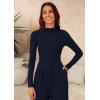 imagePRETTYGARDEN Jumpsuits For Women Dressy Casual Fall Fashion 2025 Long Sleeve Mock Neck Romper Business Work One Piece OutfitsNavy