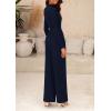 imagePRETTYGARDEN Jumpsuits For Women Dressy Casual Fall Fashion 2025 Long Sleeve Mock Neck Romper Business Work One Piece OutfitsNavy