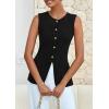imagePRETTYGARDEN Summer Blazer Vest Tops for Women Sleeveless Button Down Business Casual Outfits Work Suit Vests WaistcoatBlack