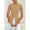imagePRETTYGARDEN Summer Blazer Vest Tops for Women Sleeveless Button Down Business Casual Outfits Work Suit Vests WaistcoatKhaki