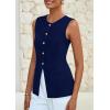 imagePRETTYGARDEN Summer Blazer Vest Tops for Women Sleeveless Button Down Business Casual Outfits Work Suit Vests WaistcoatNavy