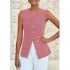 imagePRETTYGARDEN Summer Blazer Vest Tops for Women Sleeveless Button Down Business Casual Outfits Work Suit Vests WaistcoatPink