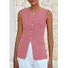 imagePRETTYGARDEN Summer Blazer Vest Tops for Women Sleeveless Button Down Business Casual Outfits Work Suit Vests WaistcoatPink
