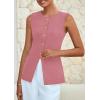 imagePRETTYGARDEN Summer Blazer Vest Tops for Women Sleeveless Button Down Business Casual Outfits Work Suit Vests WaistcoatPink