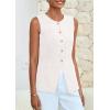 imagePRETTYGARDEN Summer Blazer Vest Tops for Women Sleeveless Button Down Business Casual Outfits Work Suit Vests WaistcoatWhite