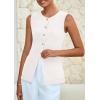 imagePRETTYGARDEN Summer Blazer Vest Tops for Women Sleeveless Button Down Business Casual Outfits Work Suit Vests WaistcoatWhite