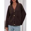 imagePRETTYGARDEN Womens 2025 Oversized Cardigan Sweaters Trendy Chunky Knit Long Sleeve V Neck Button Down Fall Winter OutfitsBrown