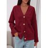 imagePRETTYGARDEN Womens 2025 Oversized Cardigan Sweaters Trendy Chunky Knit Long Sleeve V Neck Button Down Fall Winter OutfitsBurgundy