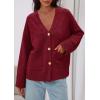 imagePRETTYGARDEN Womens 2025 Oversized Cardigan Sweaters Trendy Chunky Knit Long Sleeve V Neck Button Down Fall Winter OutfitsBurgundy