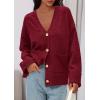 imagePRETTYGARDEN Womens 2025 Oversized Cardigan Sweaters Trendy Chunky Knit Long Sleeve V Neck Button Down Fall Winter OutfitsBurgundy