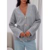 imagePRETTYGARDEN Womens 2025 Oversized Cardigan Sweaters Trendy Chunky Knit Long Sleeve V Neck Button Down Fall Winter OutfitsGrey