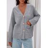 imagePRETTYGARDEN Womens 2025 Oversized Cardigan Sweaters Trendy Chunky Knit Long Sleeve V Neck Button Down Fall Winter OutfitsGrey