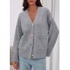 imagePRETTYGARDEN Womens 2025 Oversized Cardigan Sweaters Trendy Chunky Knit Long Sleeve V Neck Button Down Fall Winter OutfitsGrey