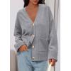 imagePRETTYGARDEN Womens 2025 Oversized Cardigan Sweaters Trendy Chunky Knit Long Sleeve V Neck Button Down Fall Winter OutfitsGrey